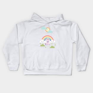 Kawaii Rainbow + Sun + Unicorns Kids Hoodie